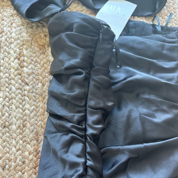 ZARA Draped Satin Scarf Top – Black – Size M – NWT 🖤 - Picture 11 of 11